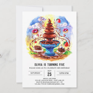 Convites Aniversário de Chocolate Aquarela Encantado