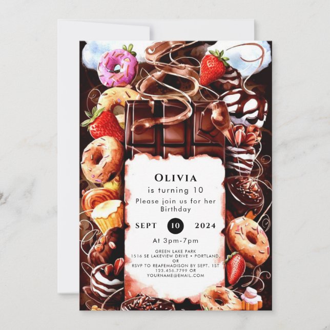 Convites Aniversário de Chocolate Encantado (Frente)