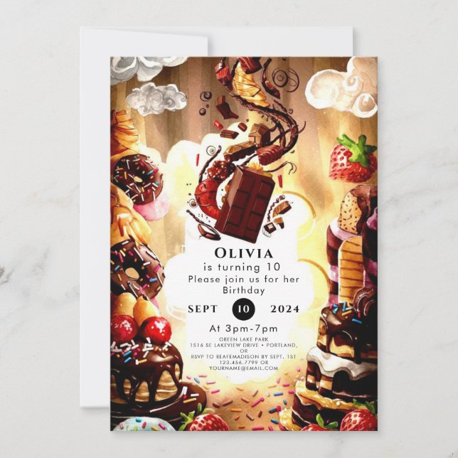 Convites Aniversário de Chocolate para Crianças Simples (Frente)