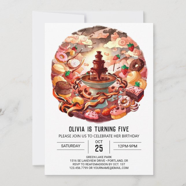 Convites Aniversário de Chocolate Pastel Encantado (Frente)