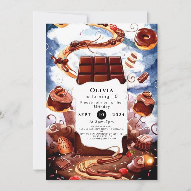 Convites Aniversário de Chocolate Personalizado Magnético (Frente)