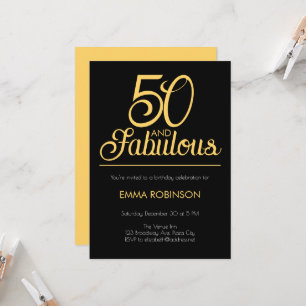 Convites Aniversário de Cinquenta anos "50 e Fabuloso" dour
