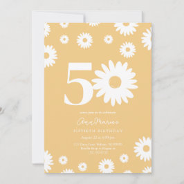 Convites Aniversário de Cinquenta Anos Floral Retro