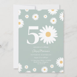 Convites Aniversário de Cinquenta Anos Floral Retro
