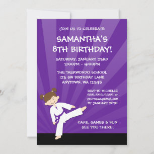 Convites Aniversário de Cinturão Roxo de Taekwondo de Menin