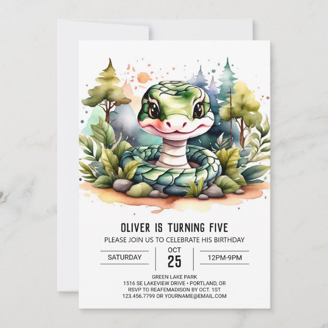 Convites Aniversário de Cobra Personalizada (Frente)