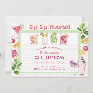 Convites Aniversário de Cocktail de Verão SIp Sip Hooray