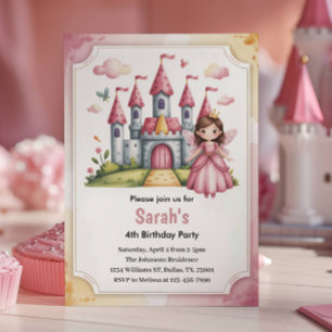 Convites Aniversário de Conto de Fadas da Princesa Fofa