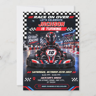 Convites Aniversário de Corrida de Kart Personalizado