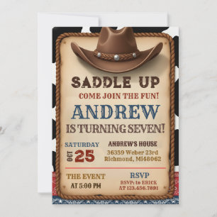 Convites Aniversário de Cowboy Country Selvagem Pessoal