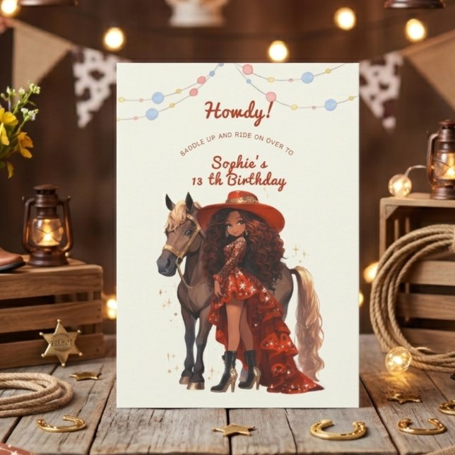 Convites Aniversário de cowgirl do oeste selvagem (Criador carregado)