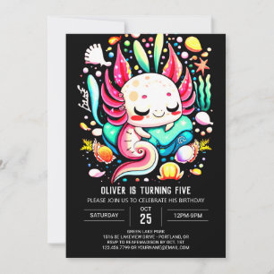 Convites Aniversário de criança Axolotl moderno