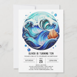 Convites Aniversário de criança Azul do Céu Ondas