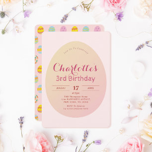 Convites Aniversário de criança Cor-de-Rosa Suave Padrão Si