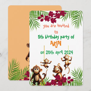Convites aniversário de criança da família do macaco malvad
