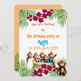 Convites aniversário de criança da família do macaco malvad