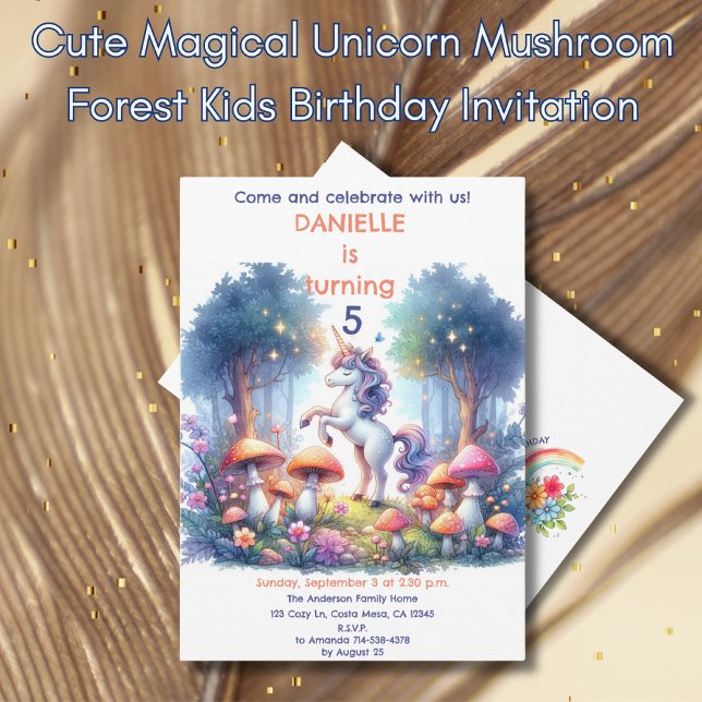 Convites Aniversário de criança da Floresta de Cogumelo do  (Criador carregado)