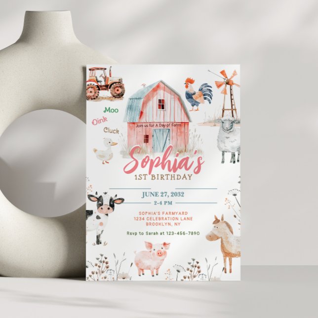 Convites Aniversário de criança de animais de quintal (Criador carregado)