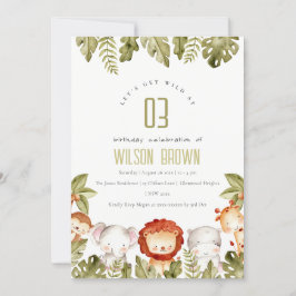 Convites Aniversário de criança De Animais De Safari Tropic