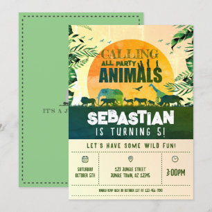 Convites Aniversário de criança de Animais Selvagens Boho C