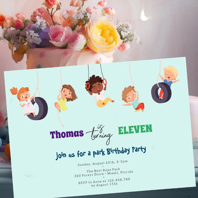 Convites Aniversário de criança de aventura do Rope Park (Criador carregado)