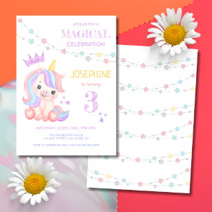 Convites Aniversário de criança de Banner Mágico do Unicórn