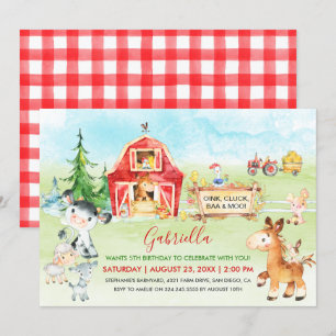 Convites Aniversário de criança de Barnyard e de Animais 