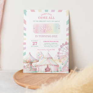 Convites Aniversário de criança de Carnaval de Cor Girly Pa