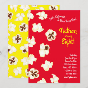 Convites Aniversário de criança de Cinema Popcorn