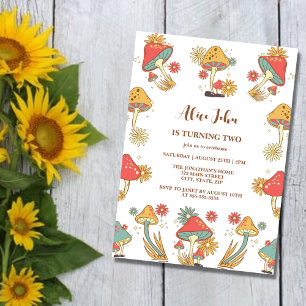 Convites Aniversário de criança de Cogumelo Psicodélico Gro