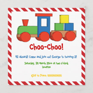 Convites aniversário de criança de comboio vermelho, list