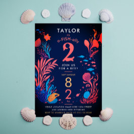 Convites Aniversário de criança de Corais de Peixes do Ocea