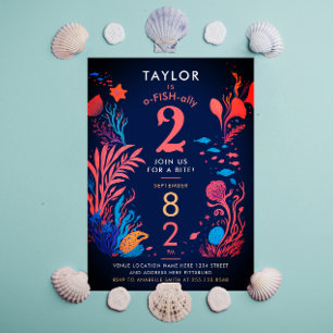 Convites Aniversário de criança de Corais de Peixes do Ocea