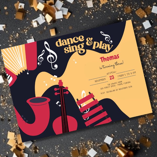 Convites Aniversário de criança de dança e jogo (Criador carregado)