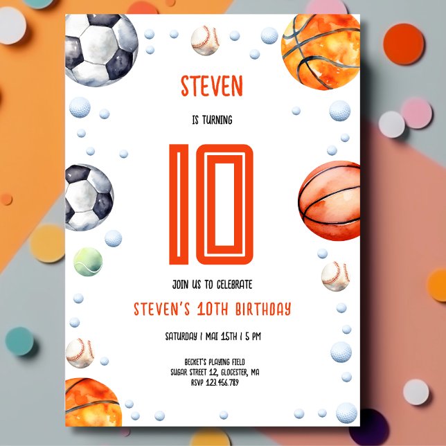 Convites Aniversário de criança de esportes de esferas (Criador carregado)