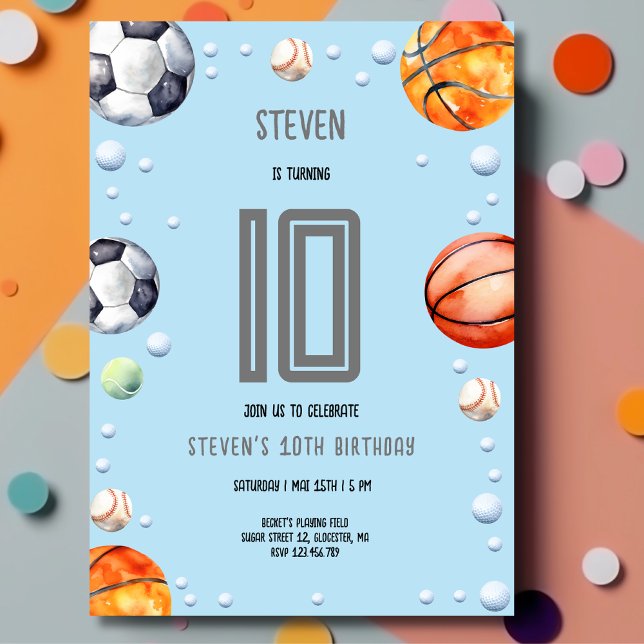 Convites Aniversário de criança de esportes de esferas (Criador carregado)