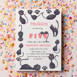 Convites Aniversário de criança de gato preto