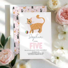 Convites Aniversário de criança de Gato Rosa-Gelado