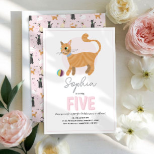 Convites Aniversário de criança de Gato Rosa-Gelado