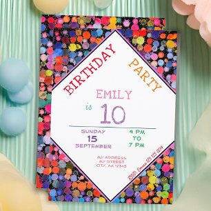 Convites Aniversário de criança de Gráficos de Tinta de Cor