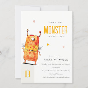 Convites Aniversário de criança de Monstro Amarelo Amarelo-