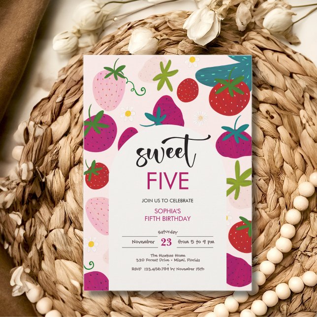 Convites Aniversário de criança de morango doce (Criador carregado)