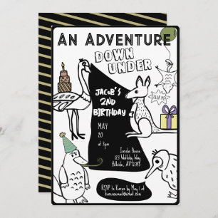 Convites Aniversário de criança de Página de Corante Animal