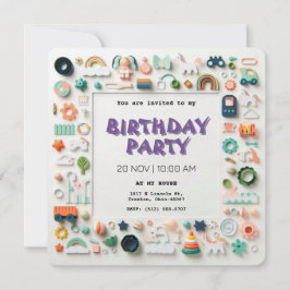Convites Aniversário de criança de Pastel para Reprodução