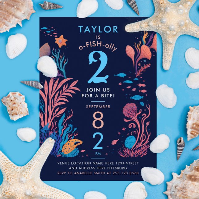 Convites Aniversário de criança de Peixe Náutico do Oceano  (Criador carregado)