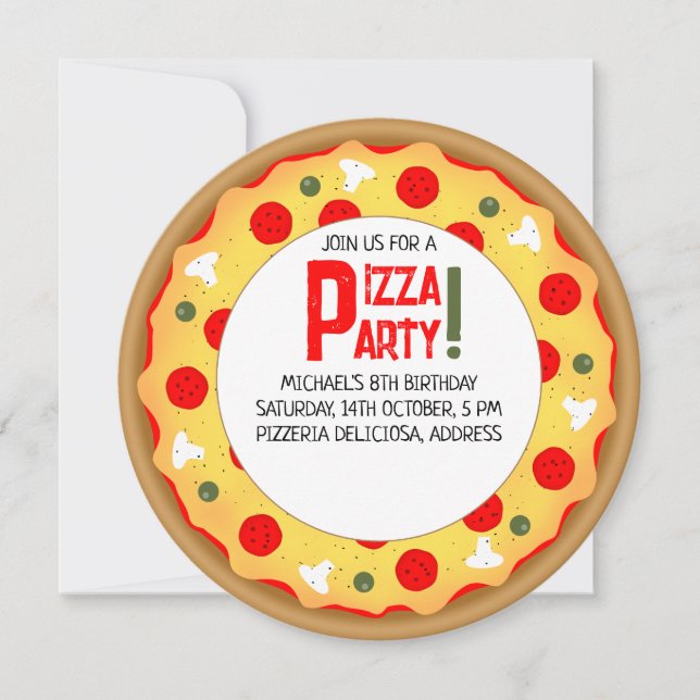Convites Aniversário de criança de pizza (Frente)