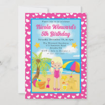 Aniversário de criança de praia de garota cabeleir