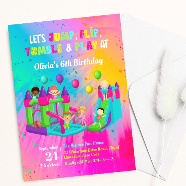 Convites Aniversário de criança de pulos de galeria (Criador carregado)