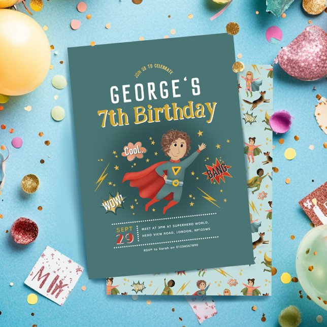 Convites Aniversário de criança de quadrinhos super-heróis  (Criador carregado)
