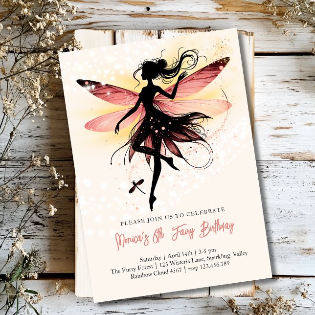 Convites Aniversário de criança de silhueta de fada encanta (Criador carregado)